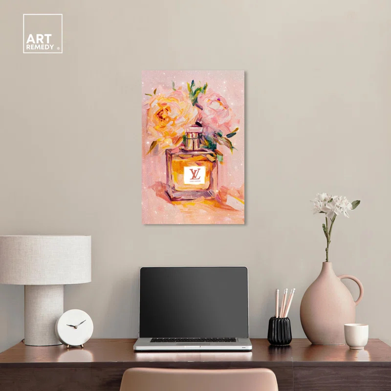 Art Remedy Sunset Floral Perfume Canvas Coquette Trendy Art by Art Remedy