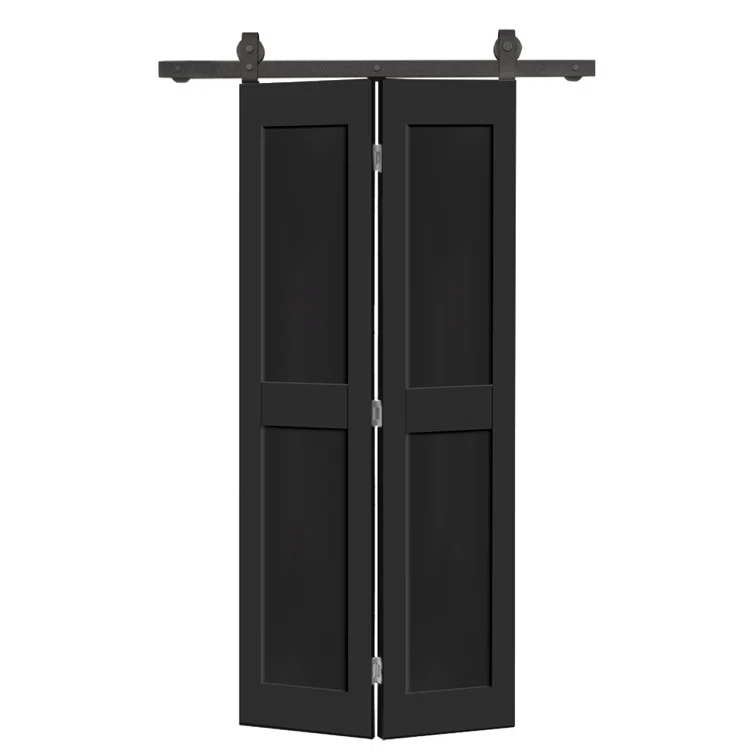 Calhome 2 PANEL Shaker Composite Bi-Fold Door with Sliding Barn Door Hardware KitColor