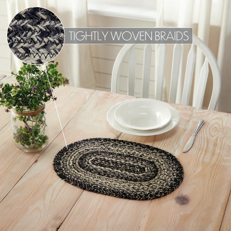 VHC Brands Sawyer Mill Jute No Pattern Oval Placemat