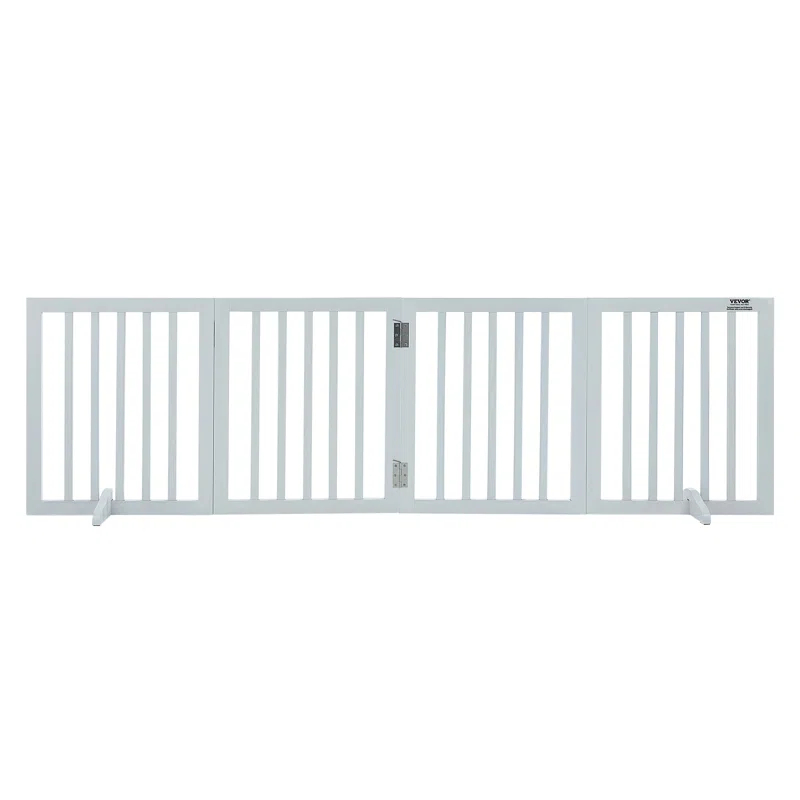 VEVOR Solid Wood Free Standing Pet Gate With Door