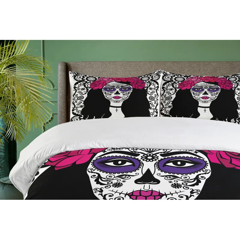 Ambesonne Sugar Skull Modern & Contemporary Duvet Cover