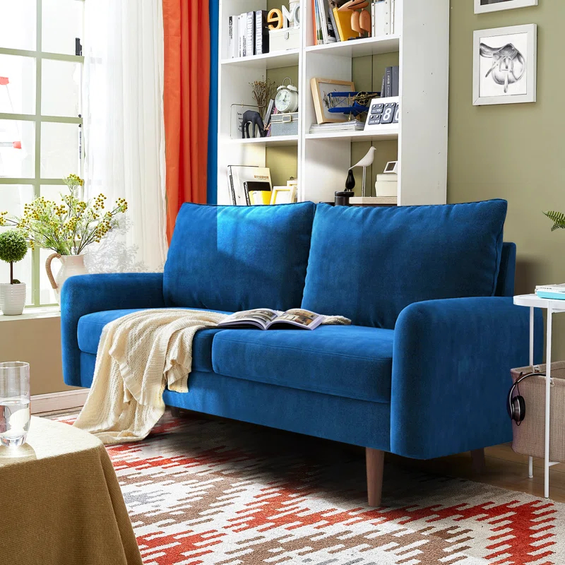 Everly Quinn Hasaam 56.3" Wide Velvet Round Arms Small Apartment Loveseat