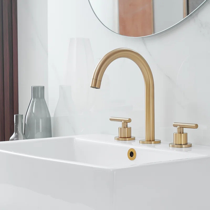 VIBRANTBATH 16441-BG Widespread Bathroom Faucet 3 Hole, 2-handle Bathroom Sink Faucet with Drain Assembly