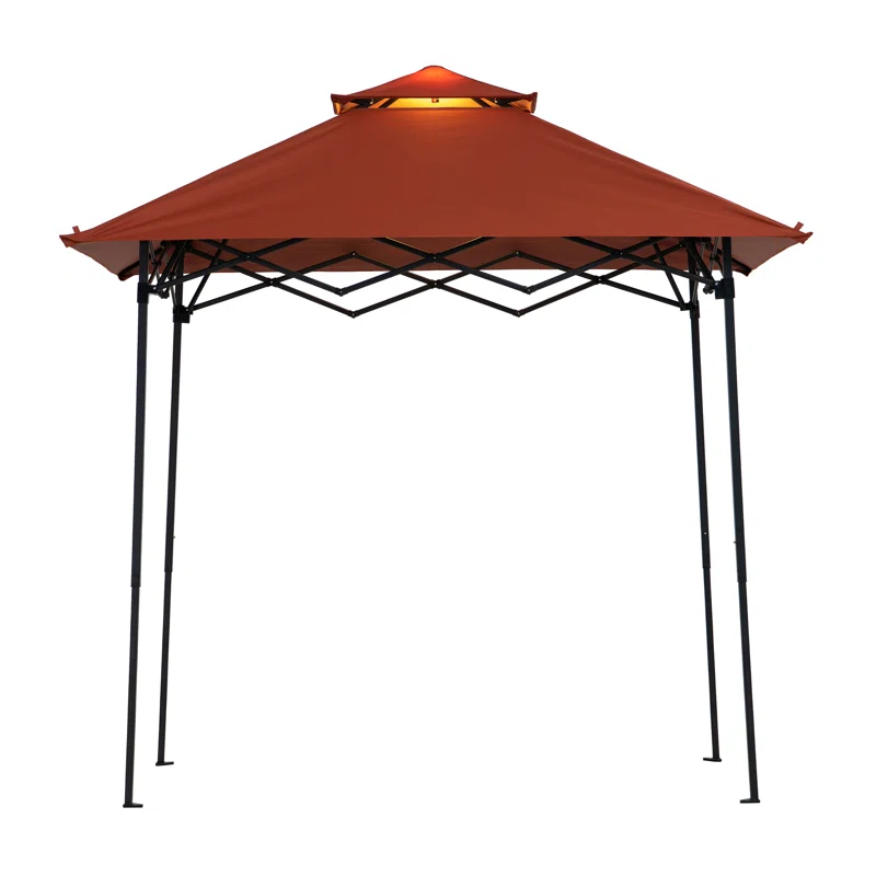 Sunjoy SUNJOY 8' x 5'  Pop up Grill Gazebo Double Tiered Outdoor Gazebo Standing-Height Canopy with Magnetic LED Light, Adjustable Ceiling Height, for BBQ,Picnics, Outdoor Events