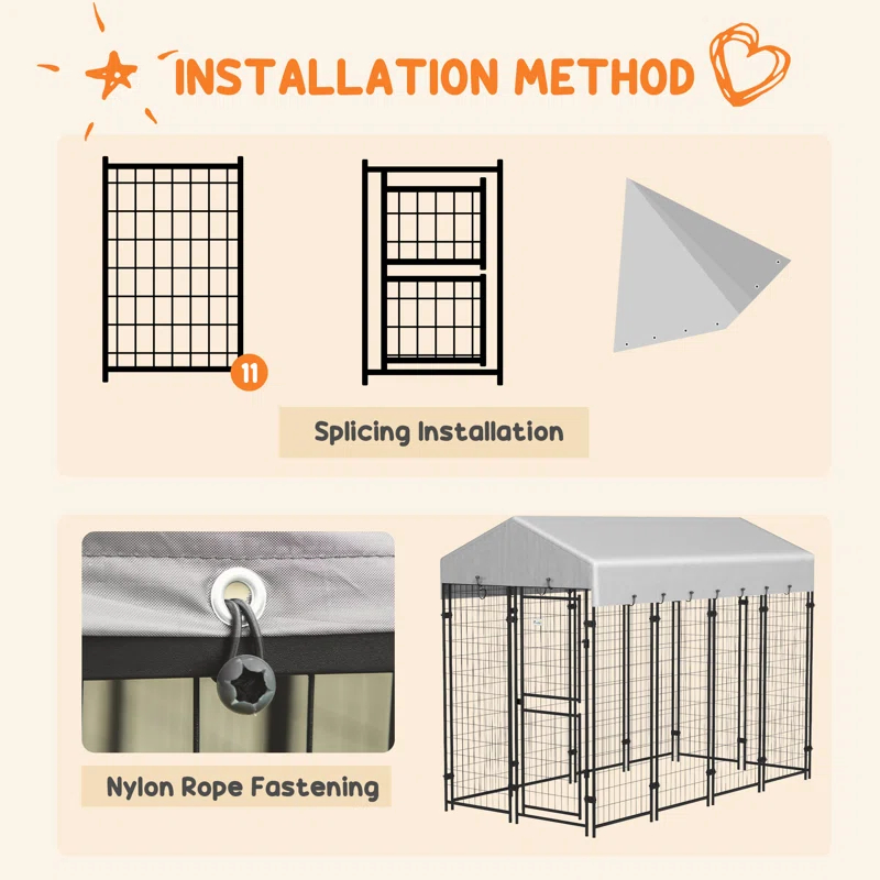 72'' H Galvanized Steel Yard Kennel With Door