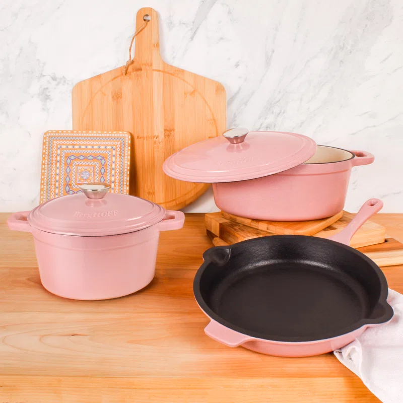 BergHOFF Neo 5Pc Cast Iron Cookware Set with 3Qt., 5Qt. Covered Dutch Ovens, and Fry Pan & Reviews | Wayfair
