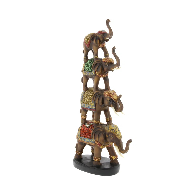 World Menagerie Pisarnik Polystone Elephant Decorative Brown Sculpture
