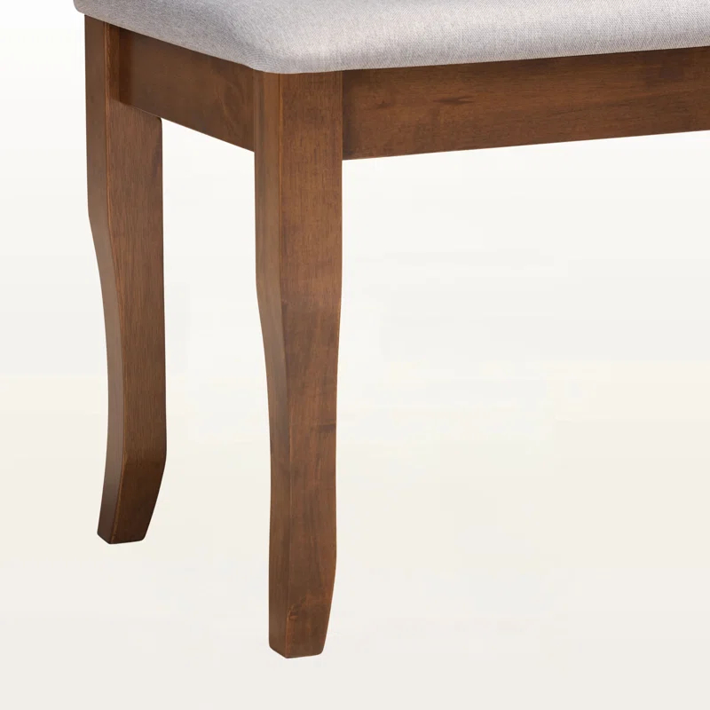 Everly Quinn Violette Gray Fabric Upholstered & Walnut Brown Dining Bench, 18.69" H X 47.56" W X 15.81" D