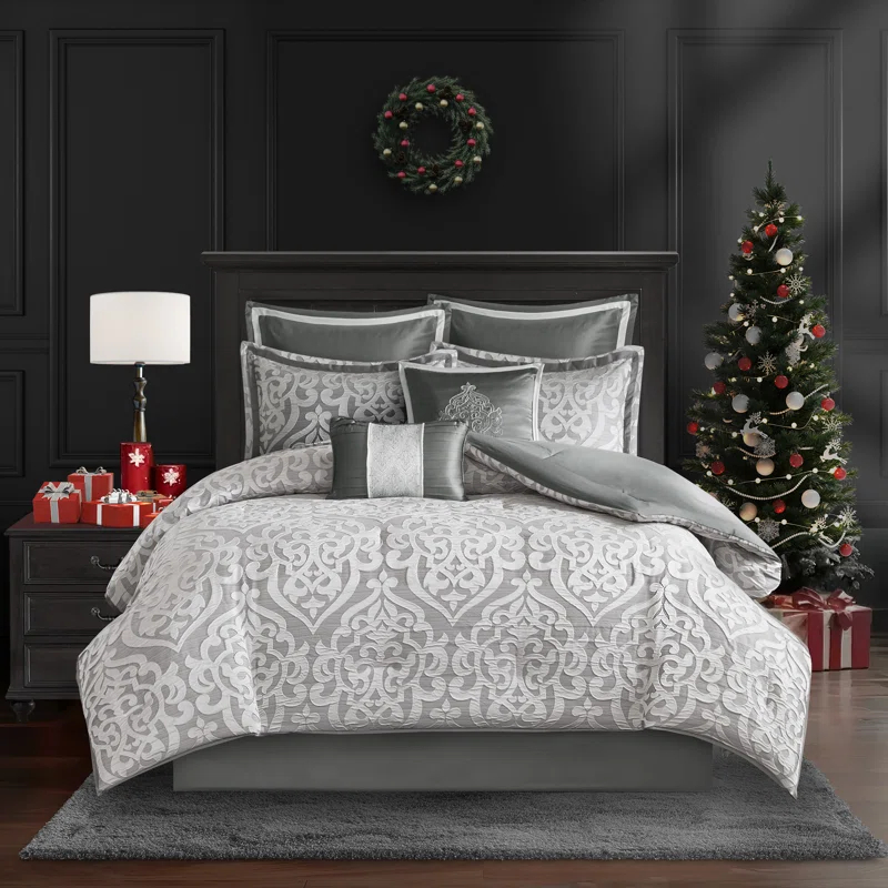 Madison Park Odette Jacquard 8 Piece Comforter Set