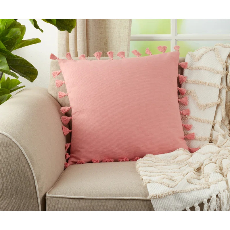 Saro Mabel Collection Tassels Cotton Throw Pillow