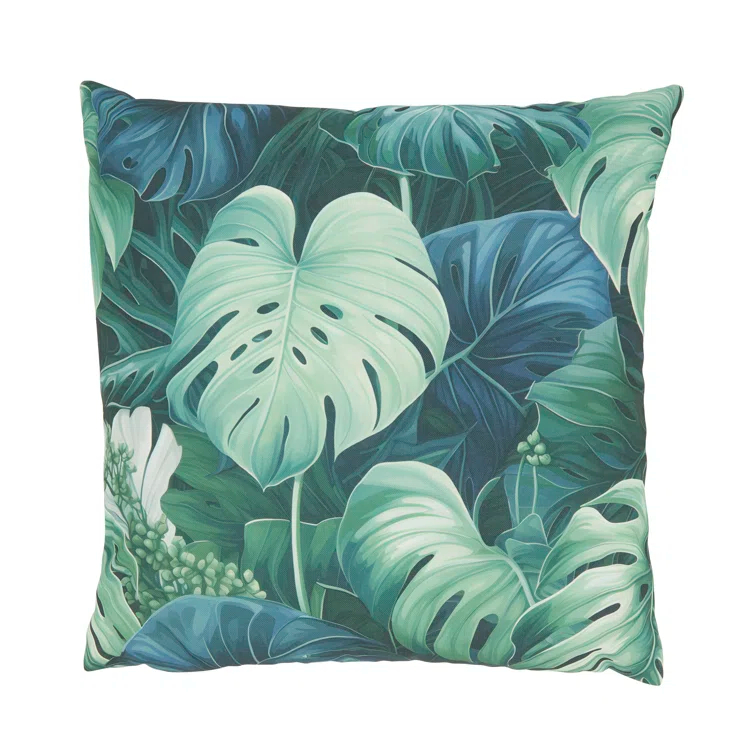 Saro Philodendron Paradise Outdoor Poly Filled Throw Pillow