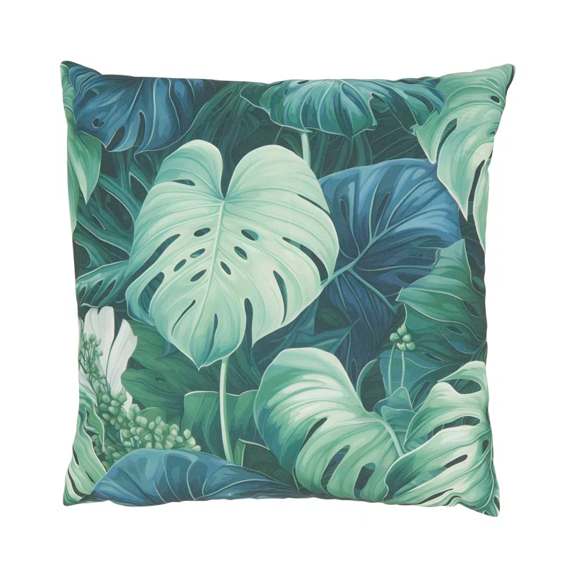 Saro Philodendron Paradise Outdoor Poly Filled Throw Pillow