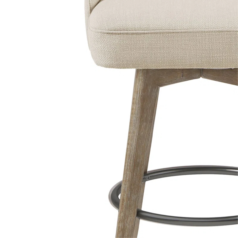 Everly Quinn Stylish Counter Stool With Swivel Seat And Solid Wood Legs