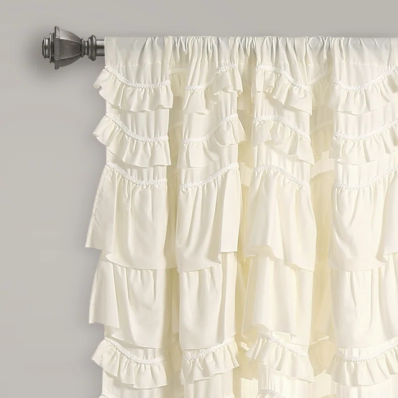 Lush Decor Kemmy Solid Semi-Sheer Single Curtain Panel