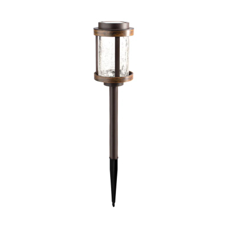 Fusionbrands Fusion Solar Stake Light with Crackle Glass Lens, Bronze/Woodgrain (4 Pack)