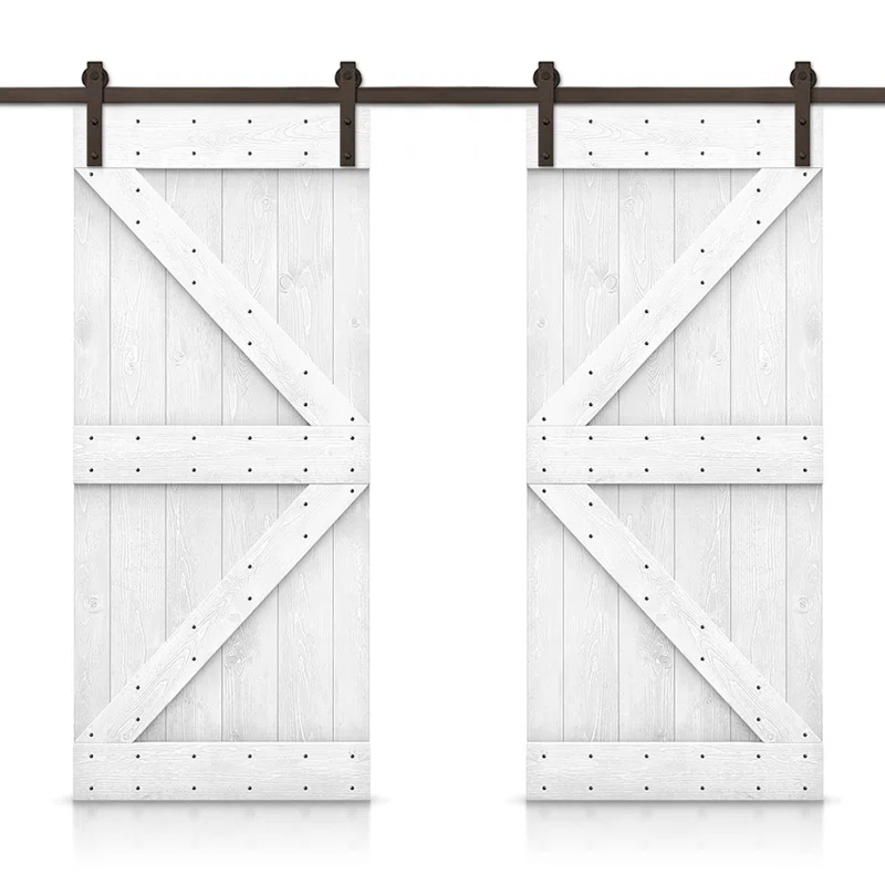 Calhome Paneled Wood Stained K Series Double DIY Barn Door With Sliding Hardware Kit | Wayfair