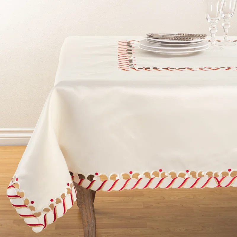 Saro Bonbon Striped Christmas Tablecloth