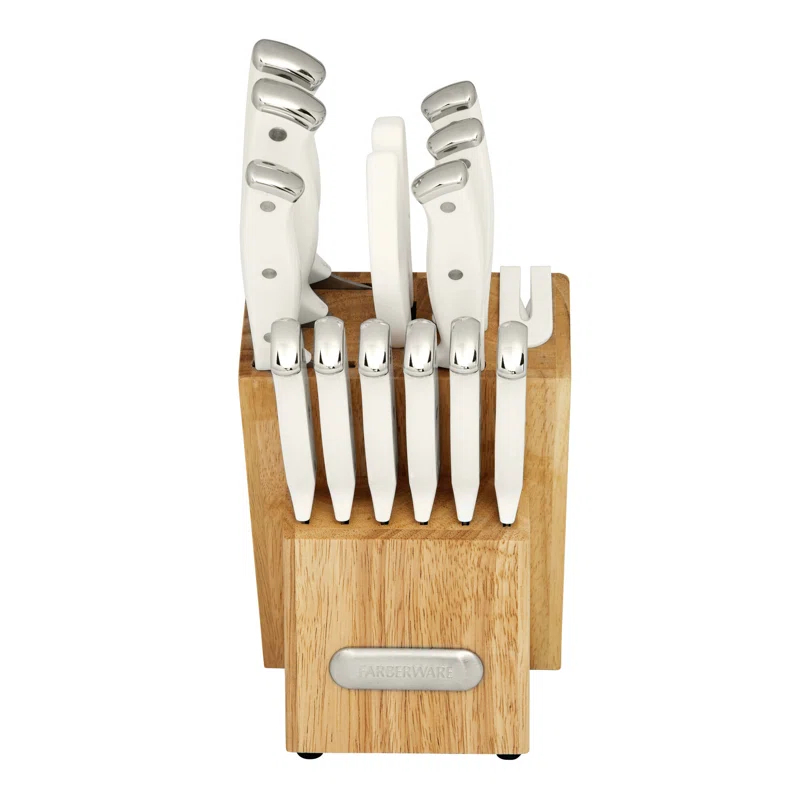 Farberware Edgekeeper 14-Piece Triple Rivet Knife Block Set with Built-In Sharpener