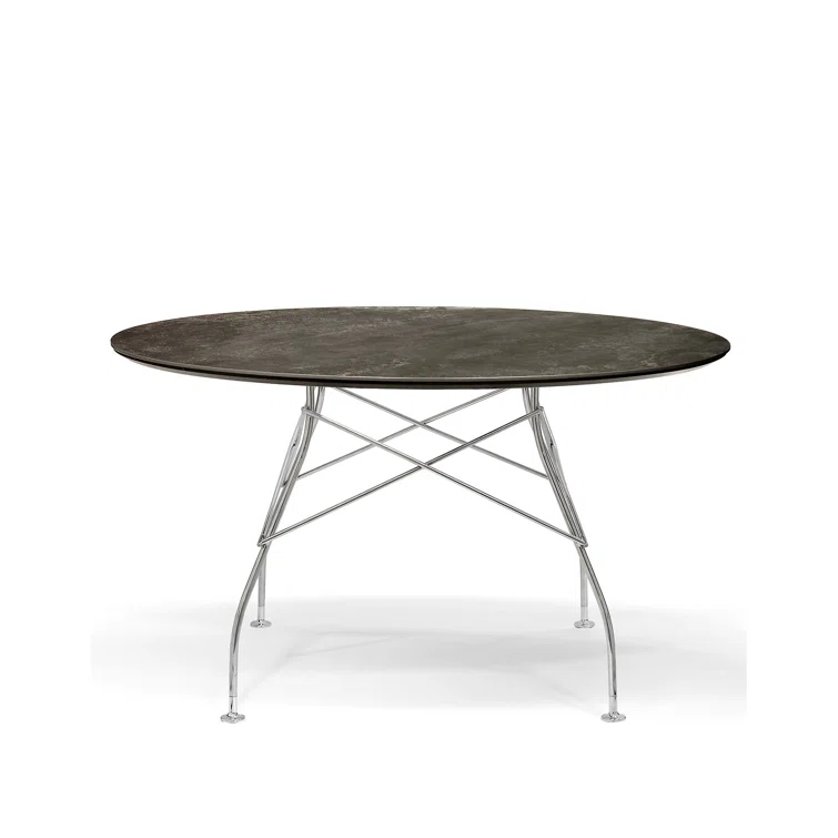 Kartell Glossy Round Metal Base Dining Table