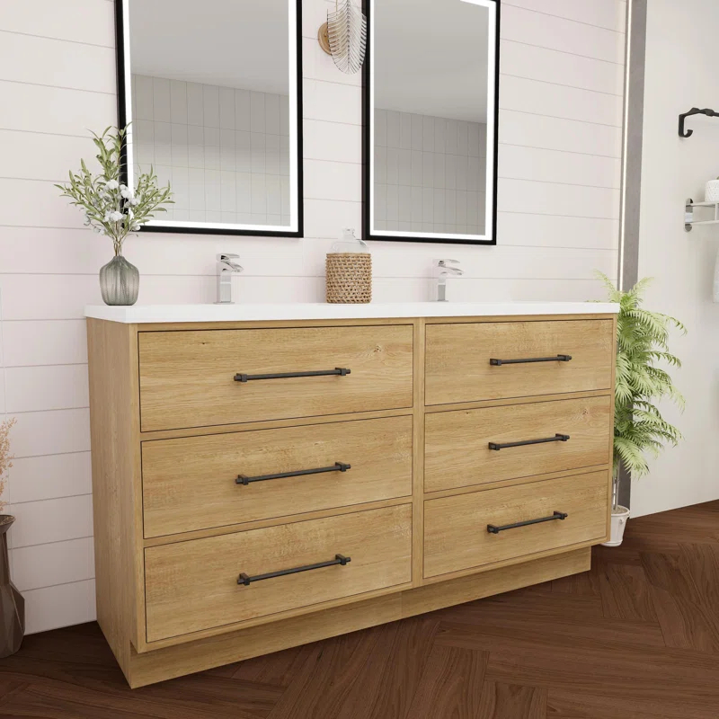 MEBO Victoria 58.9'' Double Bathroom Vanity with Acrylic Top