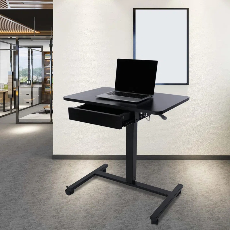 Clatina CLATINA Mobile Laptop Desk Pneumatic Sit to Stand Table Height Adjustable Rolling Cart