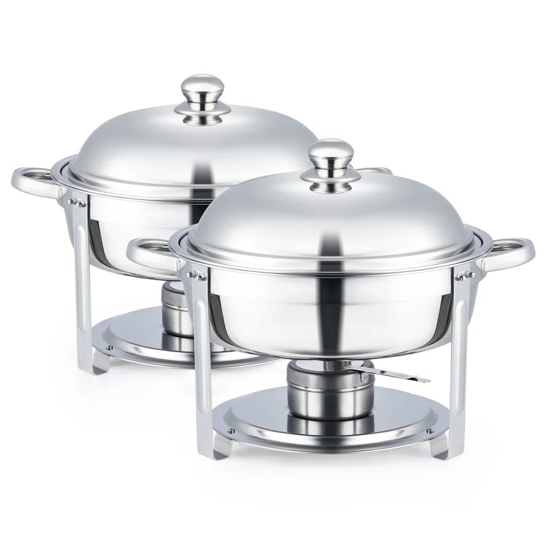The Party Aisle™ Stainless Steel 5 Quarts Round Chafing Dish (Set of 2)