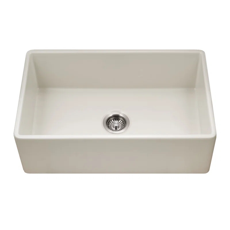 Houzer 30 in x 18 in Biscuit Fireclay Apron Front Single Bowl Kitchen Sink - PTS-4118 BQ