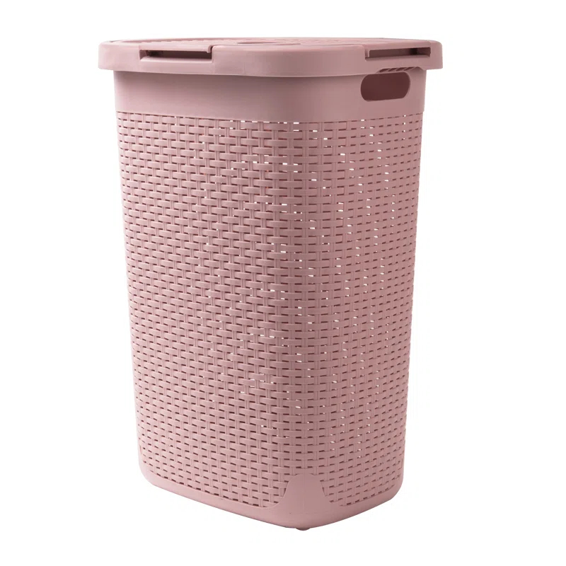 Mind Reader Mind Reader 40L Slim Laundry Hamper, Clothes Basket, Lid, Wicker Design, Plastic