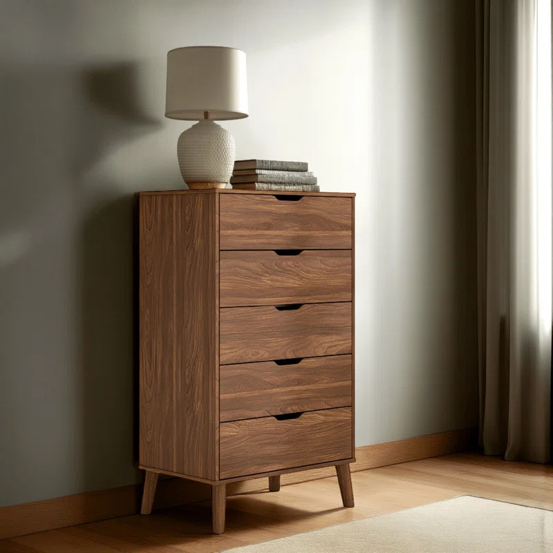 Benjara Forni Tall Dresser Chest, 5 Drawers, Transitional Dark Brown, 51 Inch