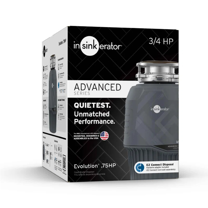 Evolution 0.75HP, 3/4 HP Garbage Disposal, Advanced Series Continuous Feed Food Waste Disposer