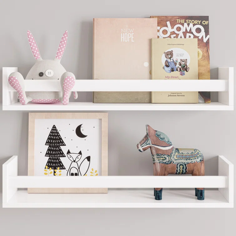 Ballucci Rigga 16" Floating Shelves with Front Bar (Set of 2)