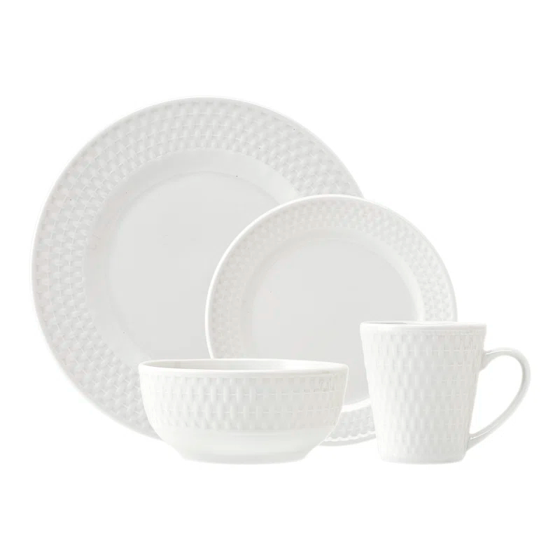 Elle Decor Juliette 16 Piece Porcelain China Dinnerware Set - Service for 4