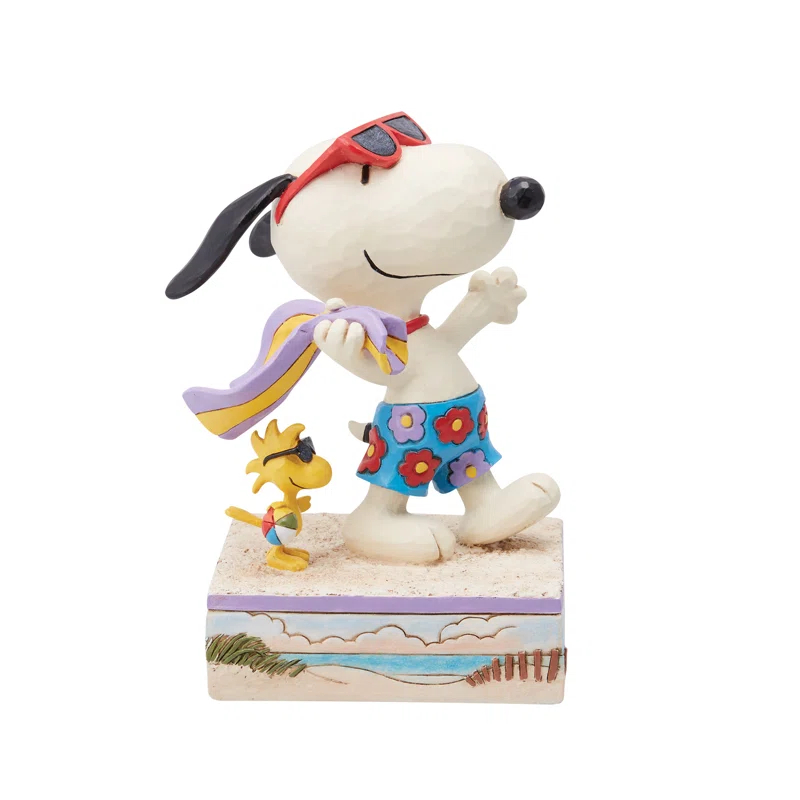 Jim Shore Peanuts by Jim Shore Snoopy & Woodstock at the Beach Figurine 5.1in H