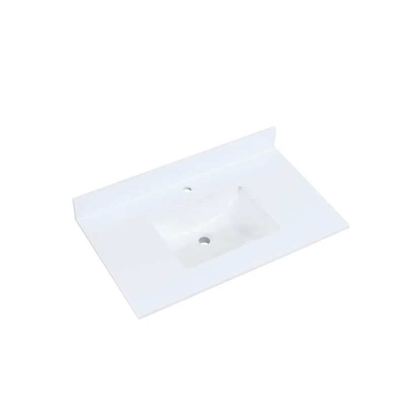 Altair Viterbo 37" Single Bathroom Vanity Top in High Gloss White Stone Finish with Sink