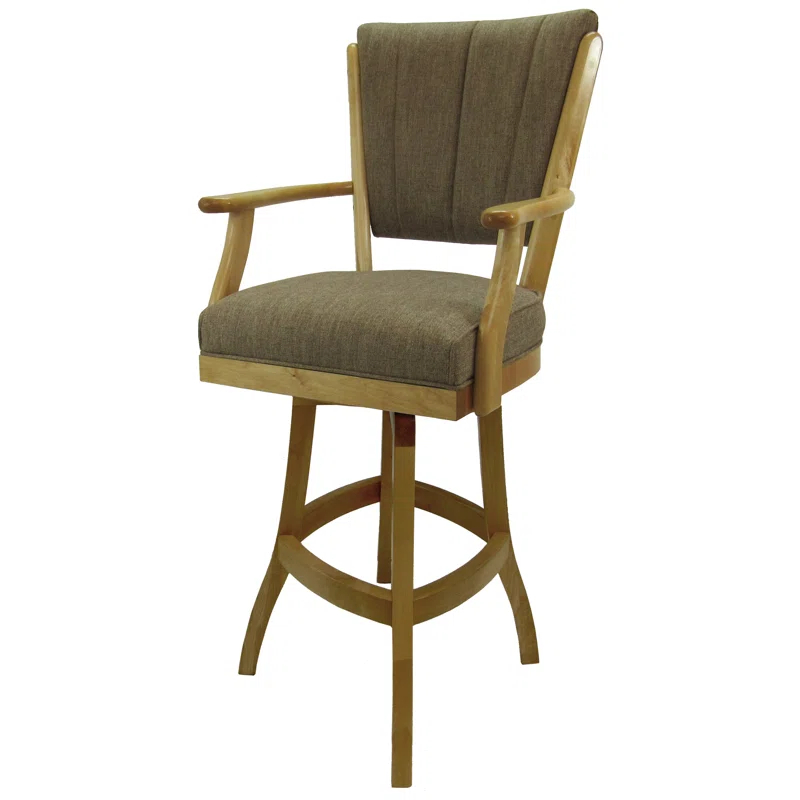 Custom Wood Bar Stools Swivel Upholstered Counter Stool with Solid Wood Frame