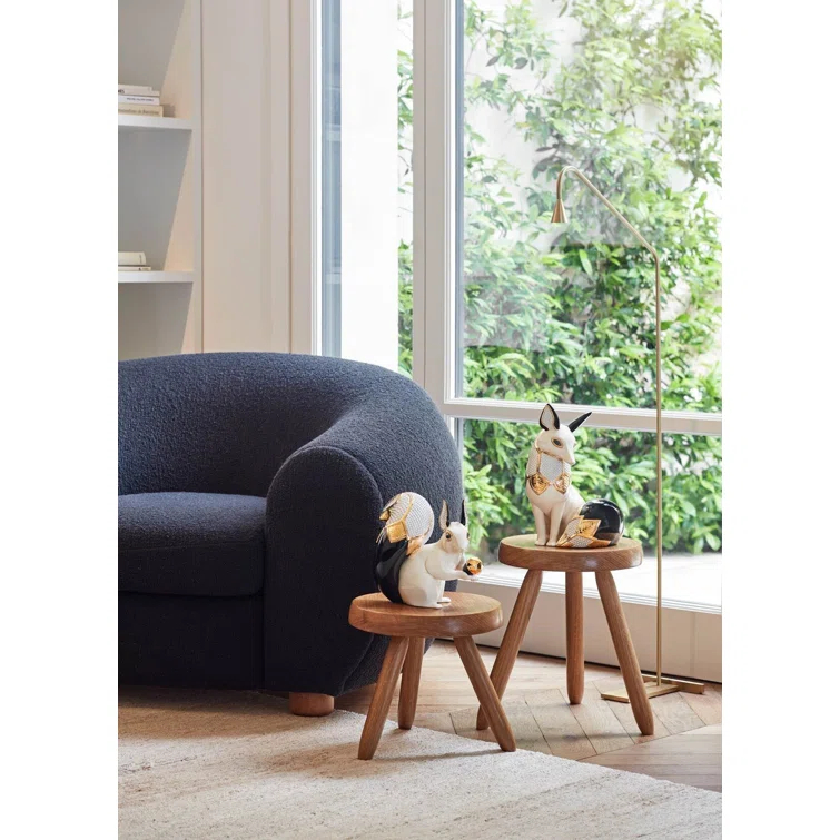 Art Deco Porcelain Squirrel Statue with Sapphire Blue Eyes