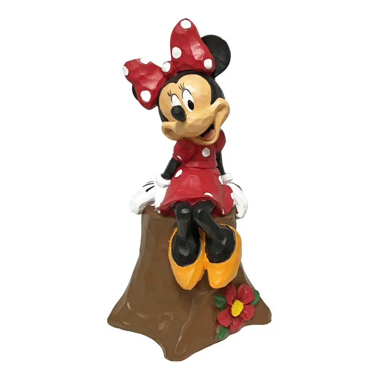 Back Yard Glory Disney Minnie MouseSitting On A Tree Stump Outdoor Garden Statue