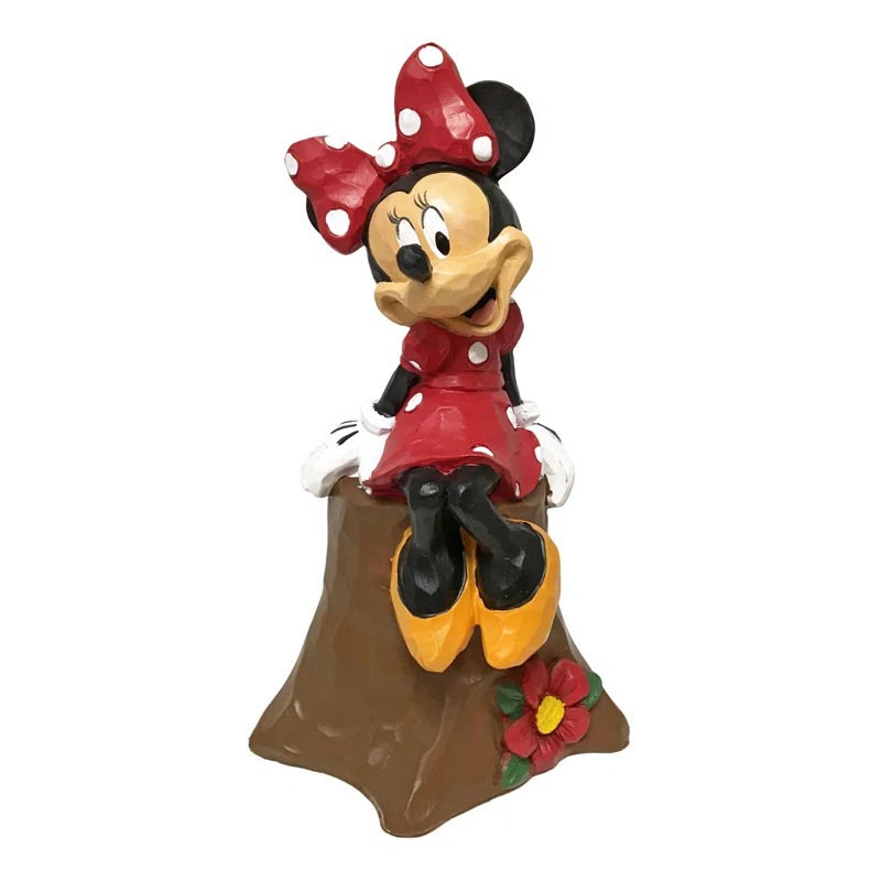 Back Yard Glory Disney Minnie MouseSitting On A Tree Stump Outdoor Garden Statue