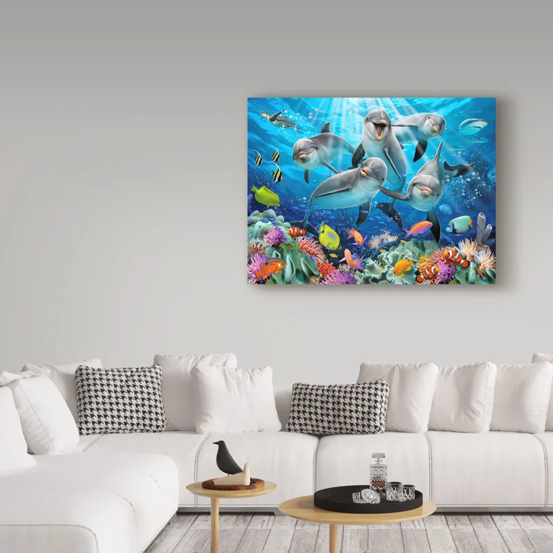 Trademark Fine Art " Five Happy Dolphins " by Howard Robinson