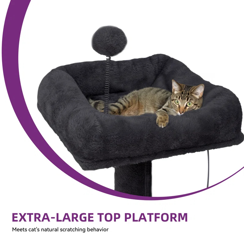 Archie & Oscar™ 75" Tall Cat Tower Condo, Multi-Level Cat Tower With Balls, Plush Perch, Hammock, And Sisal Posts For Large Indoor Cats