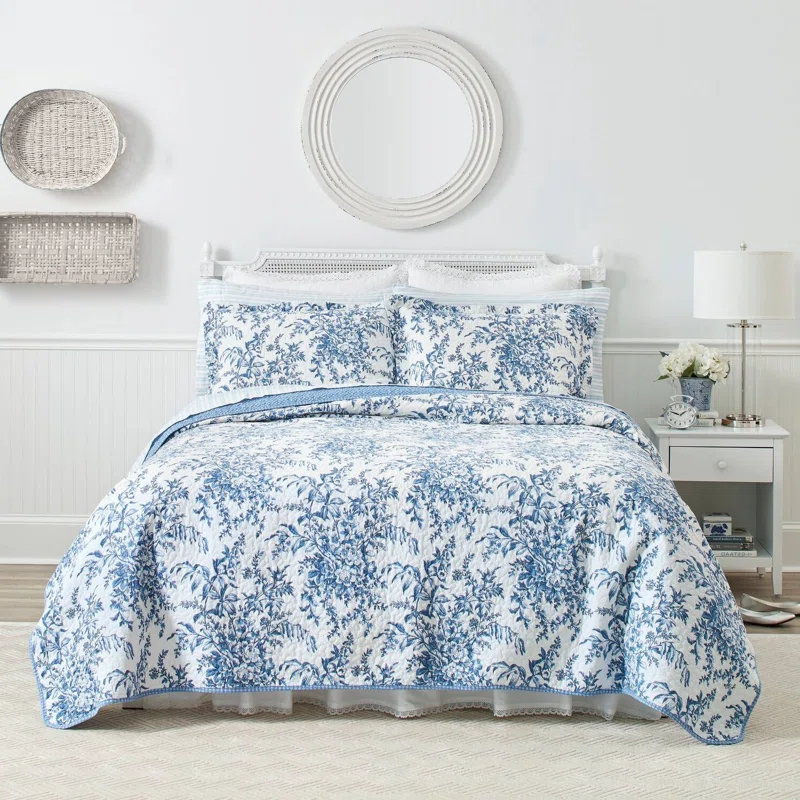 Laura Ashley Laura Ashley Bedford Cotton Reversible Quilt Set