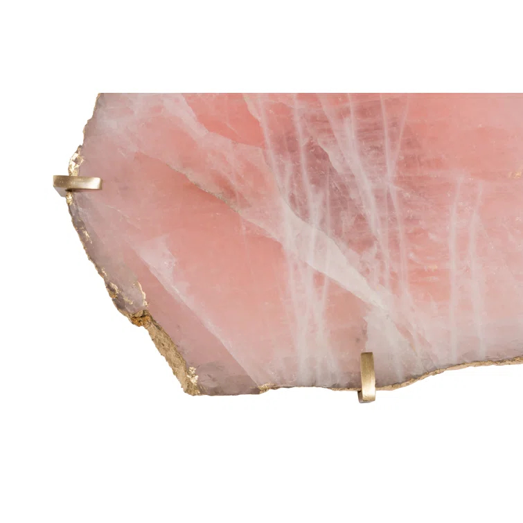 Rose Quartz Gem Wall Tile with Brass Setting