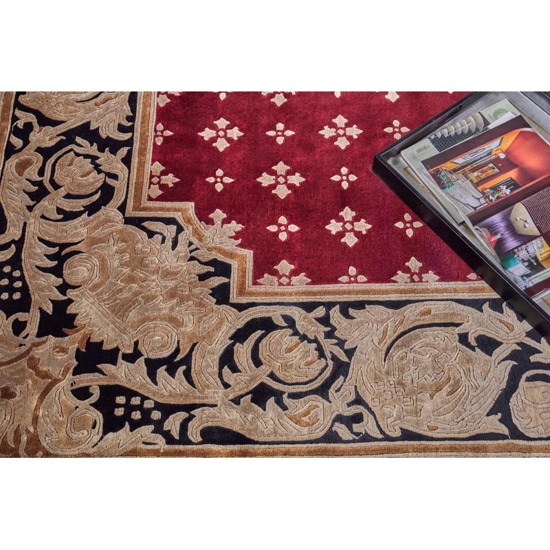EXQUISITE RUGS One-of-a-Kind 9'1" X 10' Wool Area Rug Red/Black/Brown