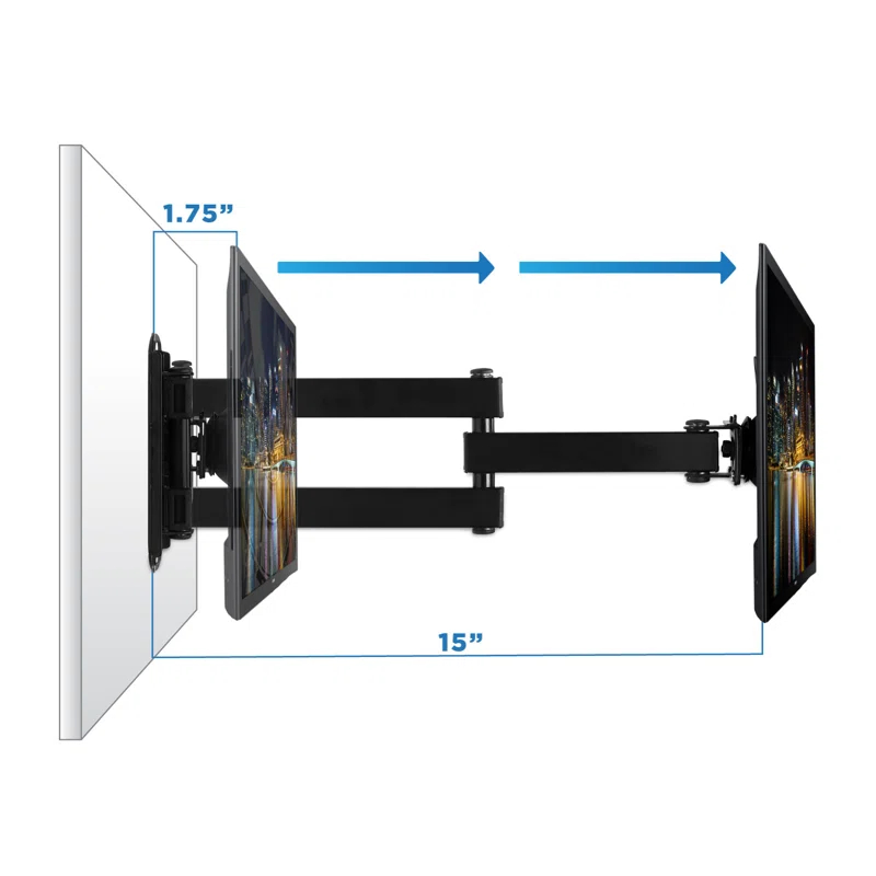 Mount-it Mount-It! Full Motion TV Wall Mount Bracket w/ 15" Extension Articulating Tilt Arm | Fits 17-47 in.