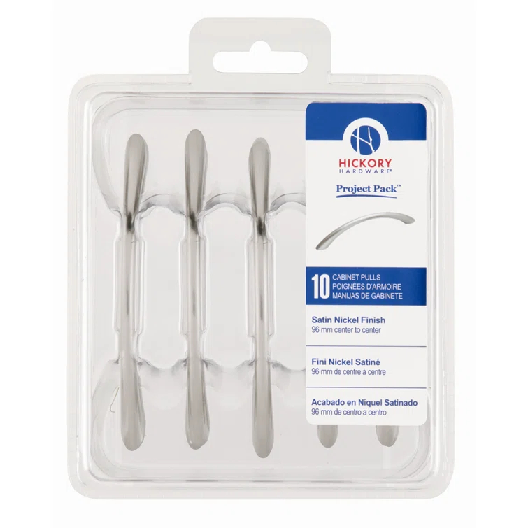 Hickory Hardware Metropolis Kitchen Cabinet Handles, Solid Core Drawer Pulls for Cabinet Doors, 3-3/4" (96mm) (Set of 10)