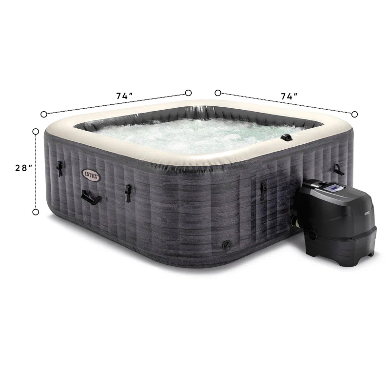 Intex Intex 120 Volt 6 Person - Person 140 - Jet Vinyl Square Inflatable Hot Tub in Gray