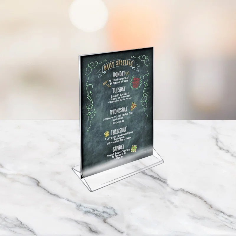 Azar Displays Top Loading Clear Acrylic T-Frame Sign Holder 5.5" Wide x 8.5'' High-Vertical, 10-Pack (Set of 10)