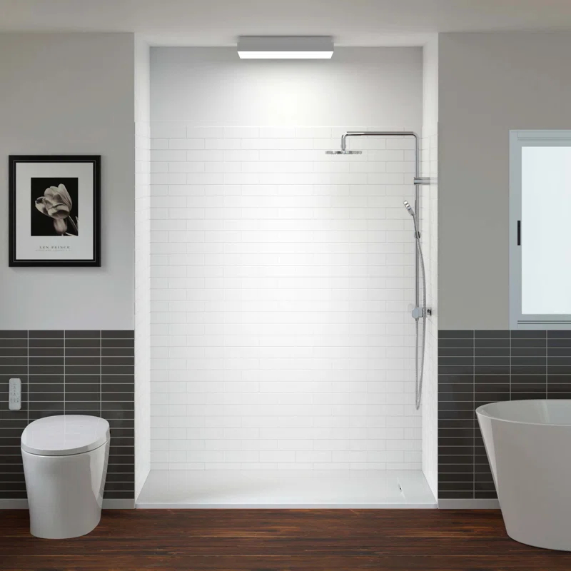 WoodBridge SWP603675-1-SU-H+SUS-WH-6036 60'' W 75'' H Framed Rectangle Shower Stall