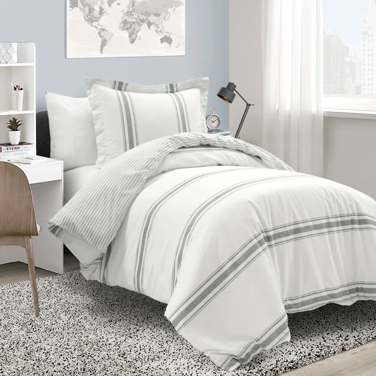 Standard Cotton 460 TC Reversible 3 Piece Duvet Cover Set