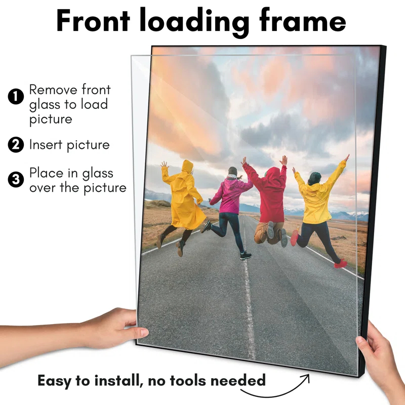 Front Loading Picture Frame Set - Perfect For Photos And Wall Decor - Black - 2 Pack